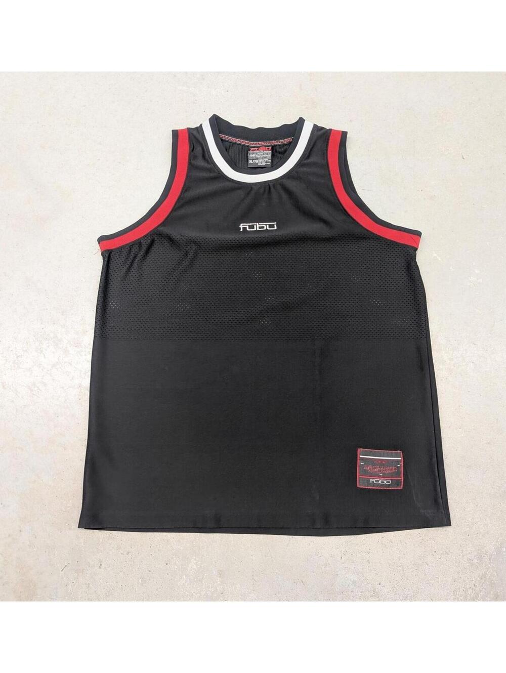 Vintage 90s FUBU Standard Black and Red Basketball Jersey